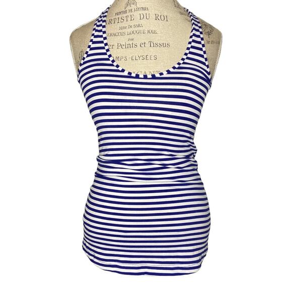 Lululemon Cool Racerback Pigment Blue White Narrow Bold Stripe Women’s Size 0 - Picture 1 of 6